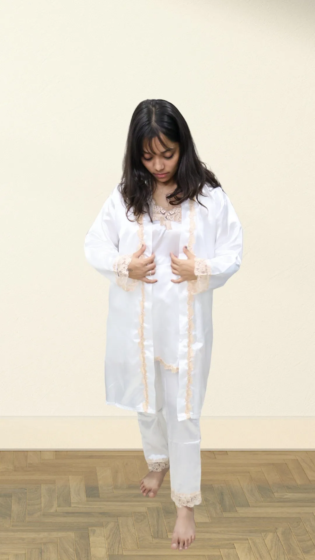 10065 - Luxurious Silk 5-Piece Sleepwear Collection for Women: Pajamas, Robe, Nightgown, Cami, Shorts