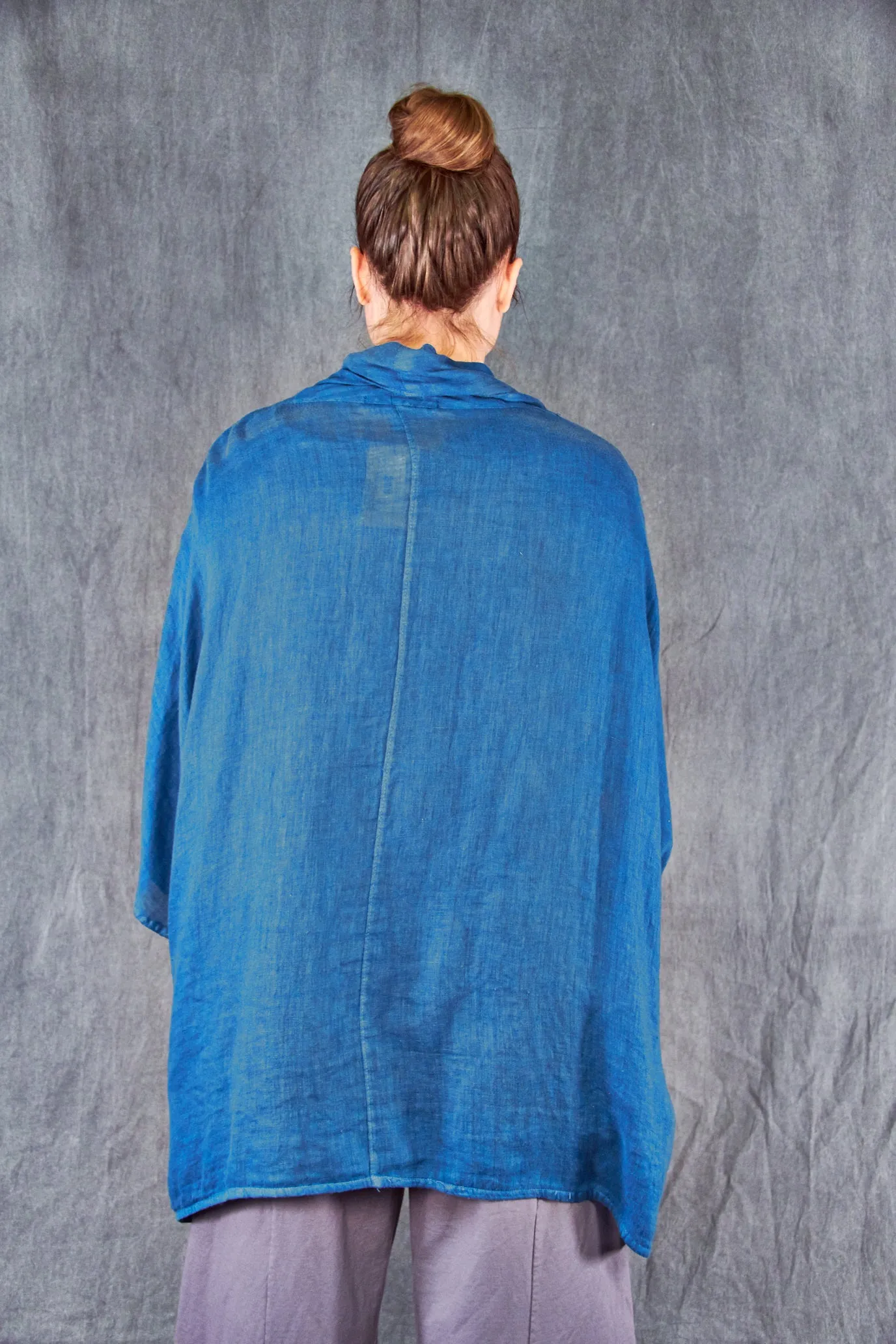 5230 Linen Boxy Summer Cardi Sapphire-U
