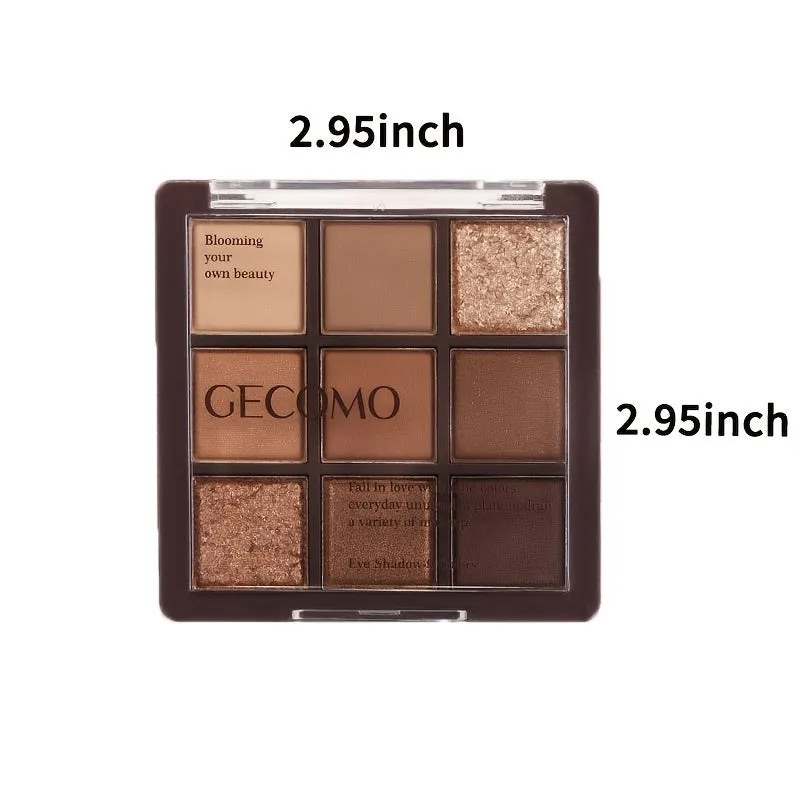 9 Colors Chocolate Eyeshadow Palette with Matte, Pearlescent, and Sequins Shades