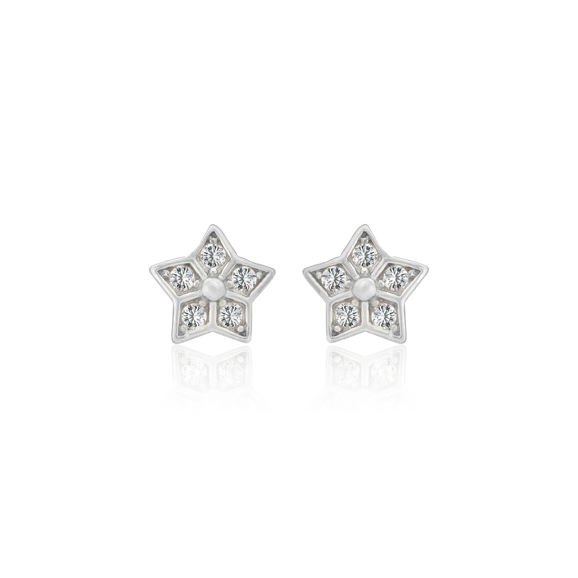 925 Sterling Silver Classic Floral Rhodium Plated Stud For Kids