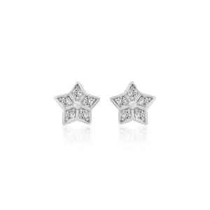 925 Sterling Silver Classic Floral Rhodium Plated Stud For Kids
