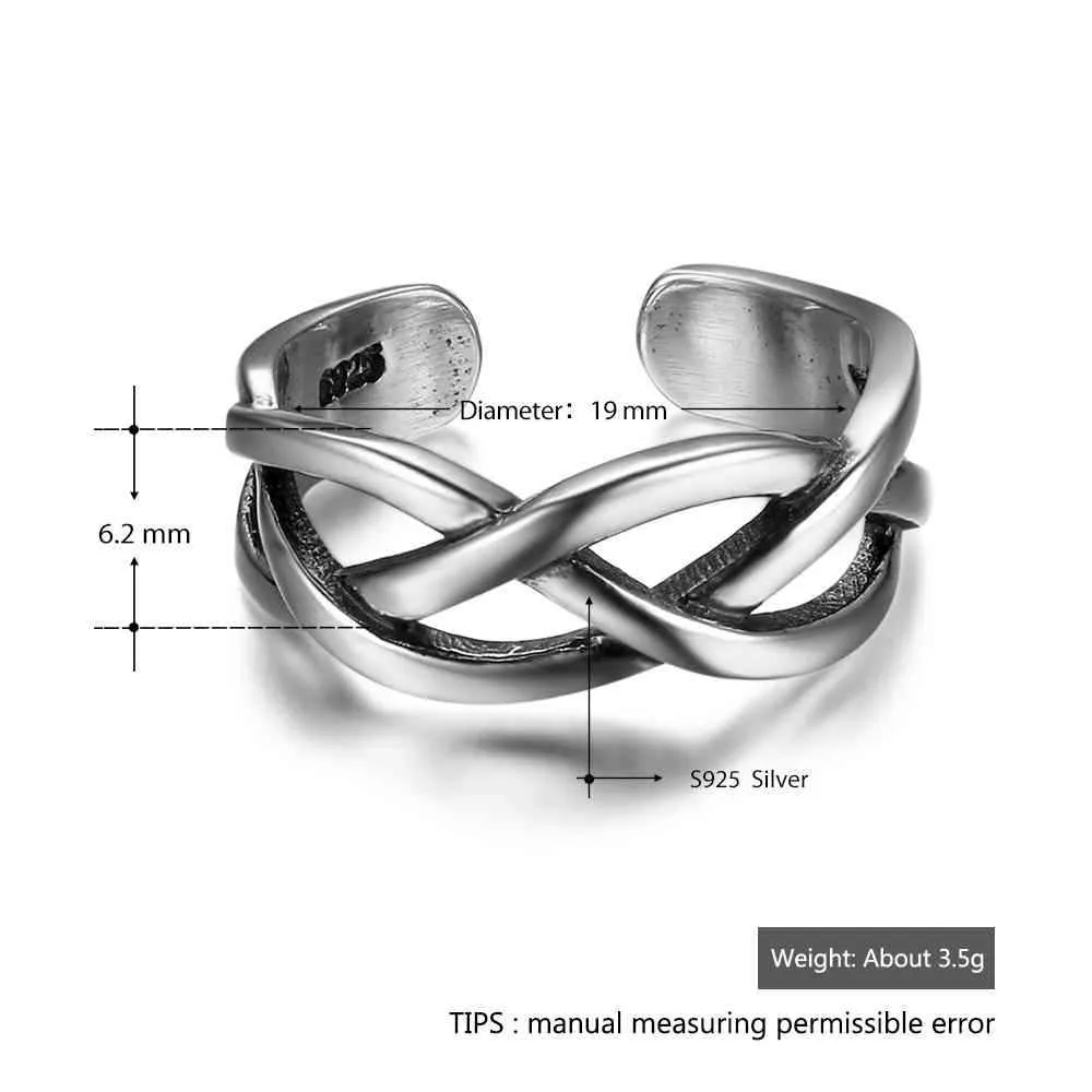 925 Sterling Silver Open Cuff Adjustable Wave Shape Rings, Fashion Jewelry Gift for Women