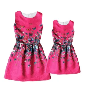 Actionclub Mother Daughter Dresses Family Matching Clothing Girls Dress Sleeveless Formal Print A-line Dress For Summer Kid