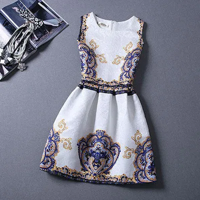 Actionclub Mother Daughter Dresses Family Matching Clothing Girls Dress Sleeveless Formal Print A-line Dress For Summer Kid