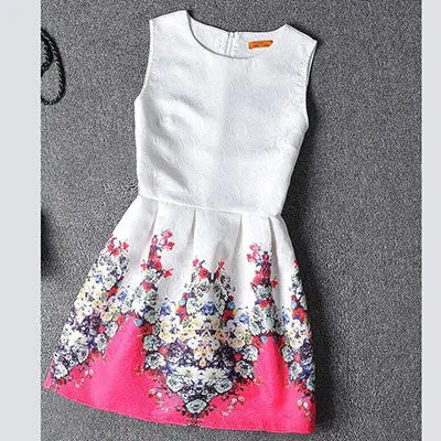 Actionclub Mother Daughter Dresses Family Matching Clothing Girls Dress Sleeveless Formal Print A-line Dress For Summer Kid