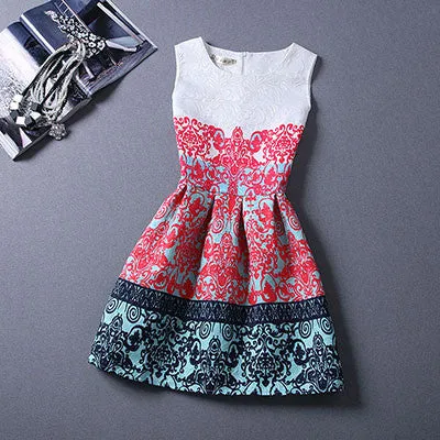 Actionclub Mother Daughter Dresses Family Matching Clothing Girls Dress Sleeveless Formal Print A-line Dress For Summer Kid