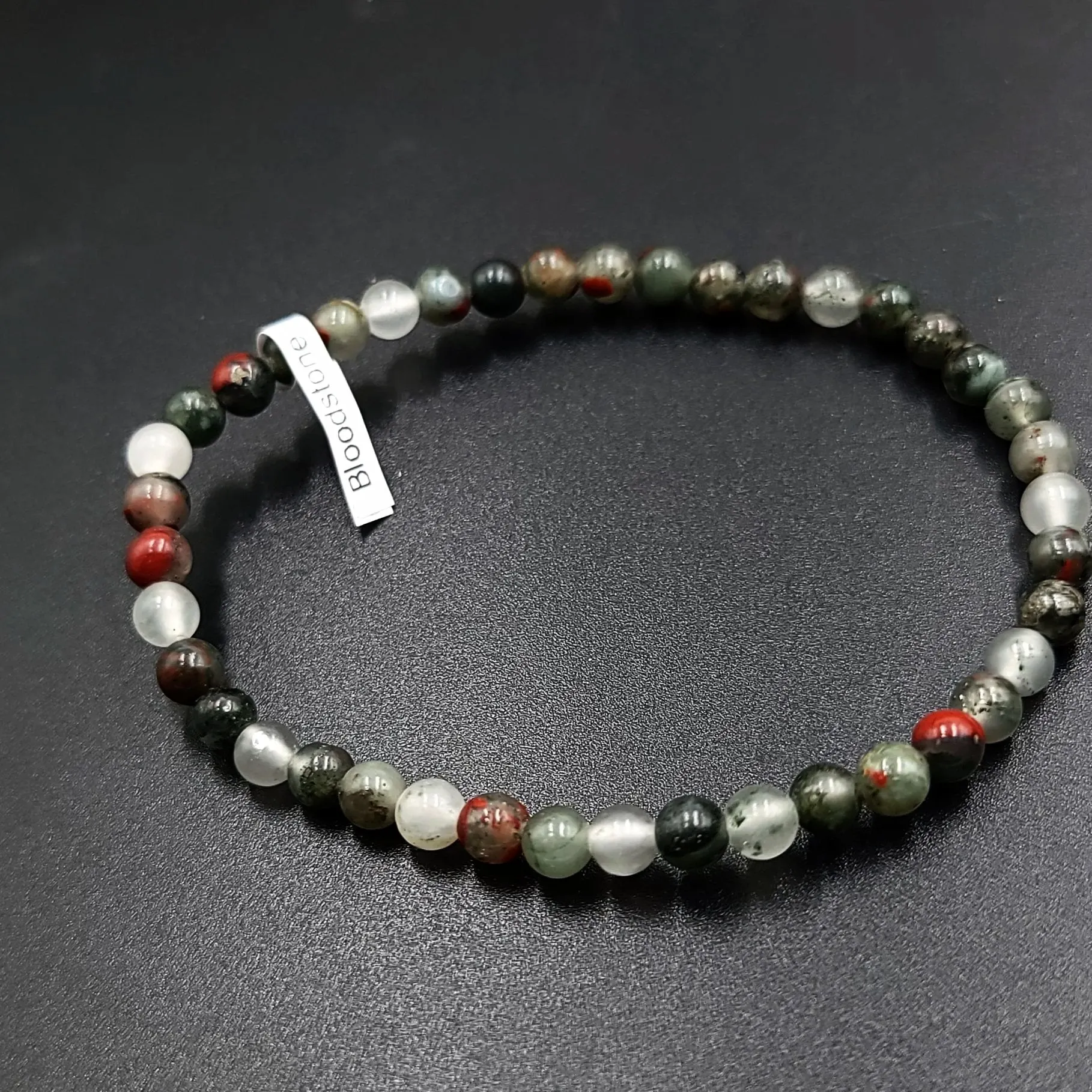 African Bloodstone Bead Bracelet 4mm