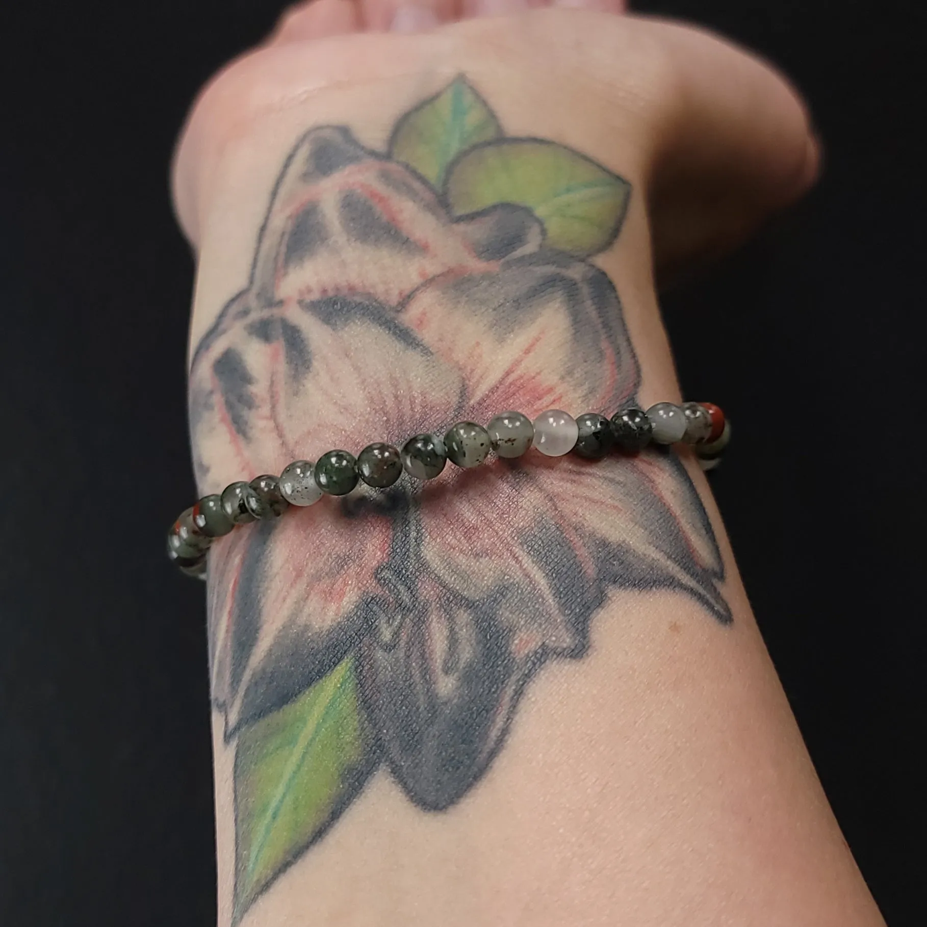 African Bloodstone Bead Bracelet 4mm