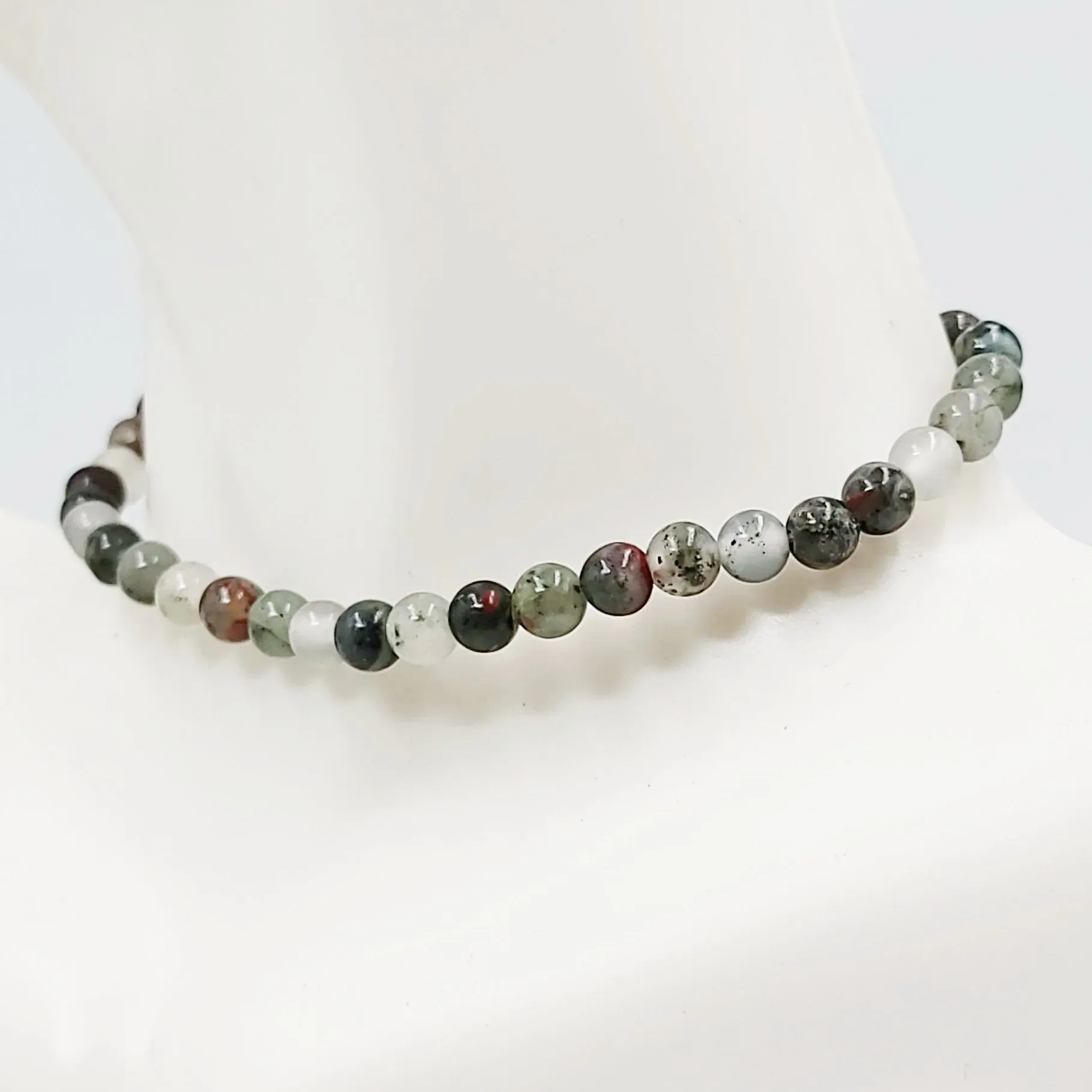African Bloodstone Bead Bracelet 4mm