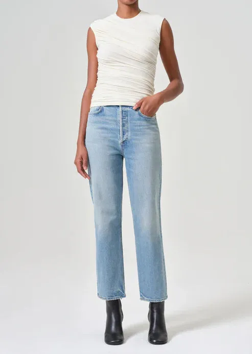 AGOLDE 90s Pinch Waist Crop: Ripple