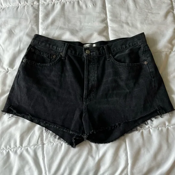 AGOLDE Parker Black Denim Shorts in Record