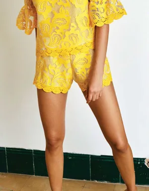 Alexis Catlin Shorts in Yellow Embroidery