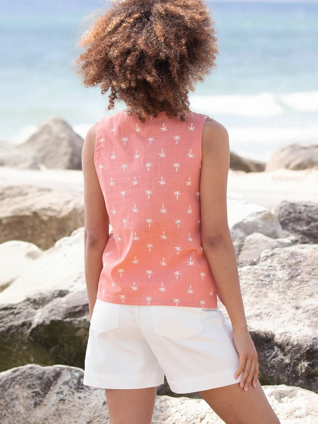 Almer sleeveless slub weave top coco palm