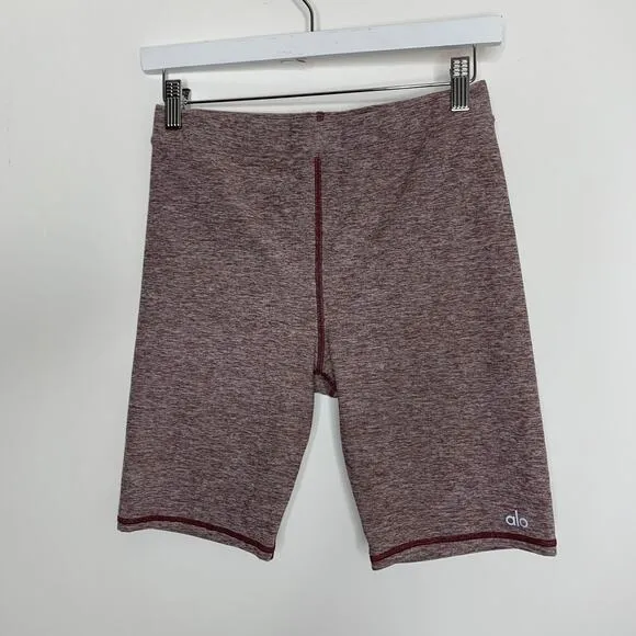 Alo Yoga High Waisted Mauve Alosoft Flow Bike Shorts Womens Small