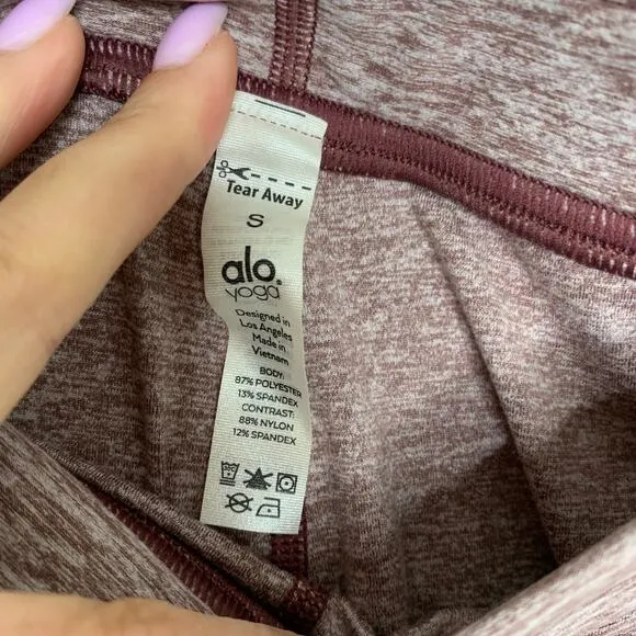 Alo Yoga High Waisted Mauve Alosoft Flow Bike Shorts Womens Small