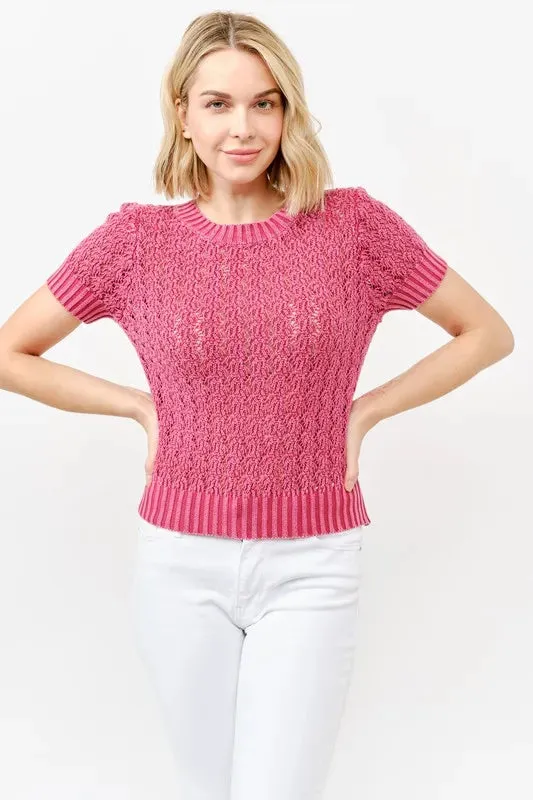 And The Why Washed Short Sleeve Light Weight Sweater