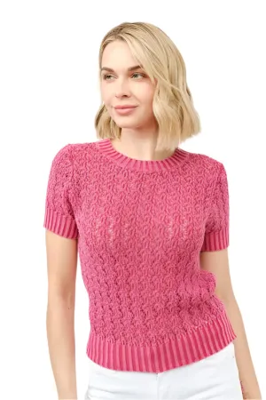 And The Why Washed Short Sleeve Light Weight Sweater
