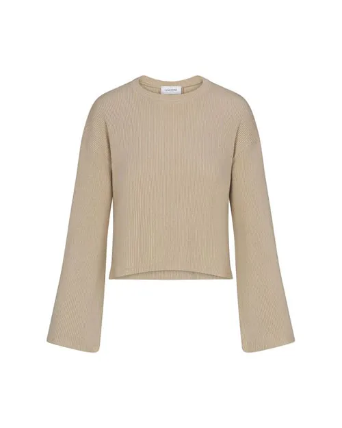 ANEMOS | Bell Sleeve Boxy Crop Sweater | Taupe