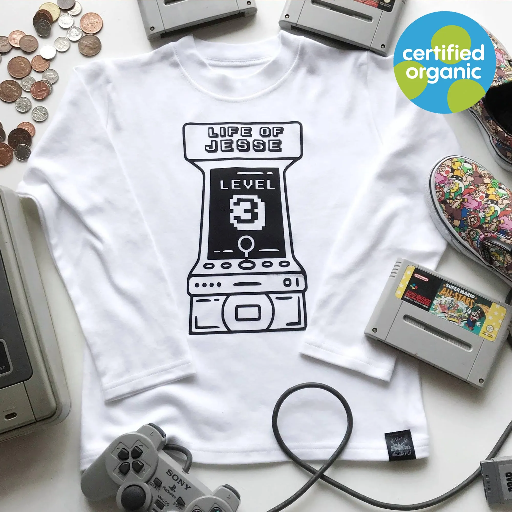 Arcade Birthday Kids Organic T-Shirt