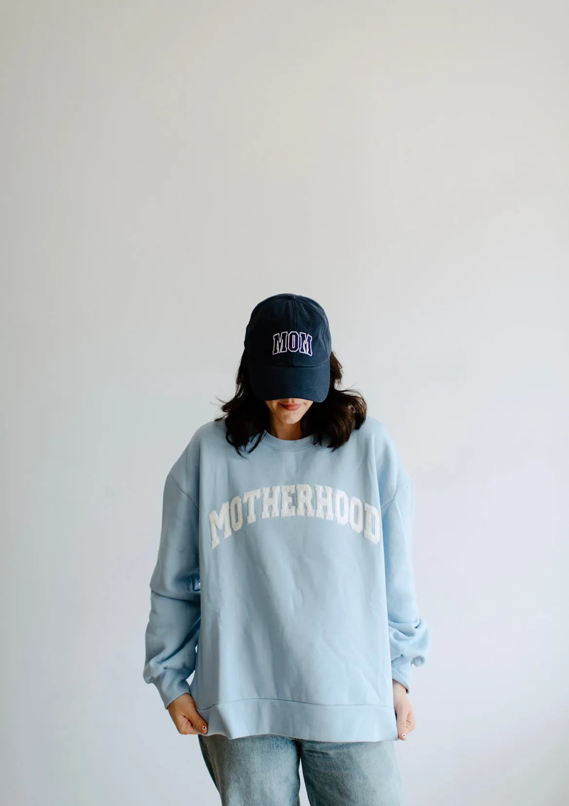 Baby Blue Fuzzy Motherhood Crewneck