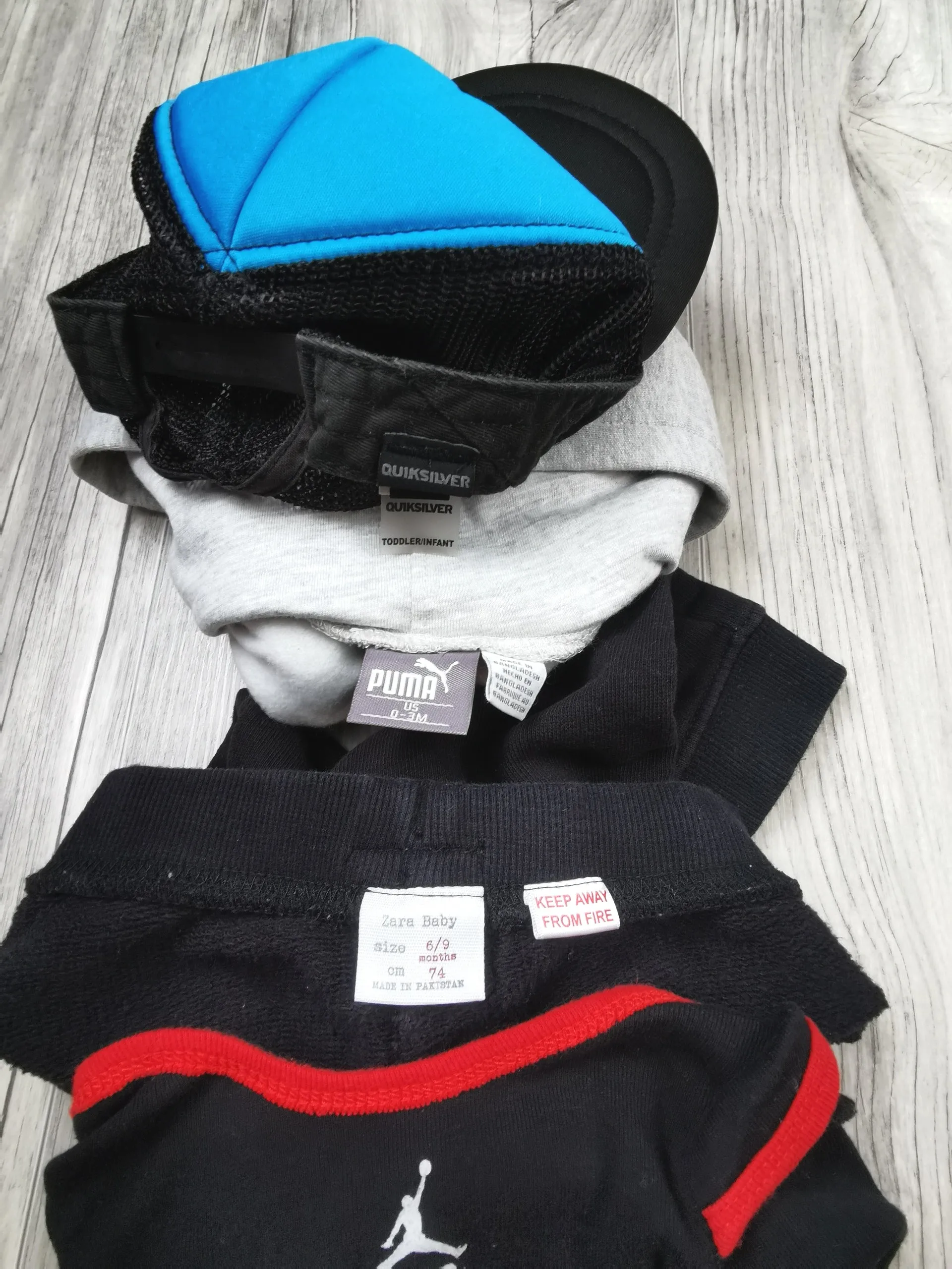 BABY BOY SIZE 3/6 MONTHS - QUIKSILVER, PUMA, ZARA, MICHAEL JORDAN - 4 Piece Mix N Match Fall Outfit EUC / NWOT B14
