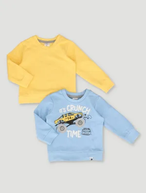 Baby Boys 2 Pack Sweat Top Crunch Time - Light Blue