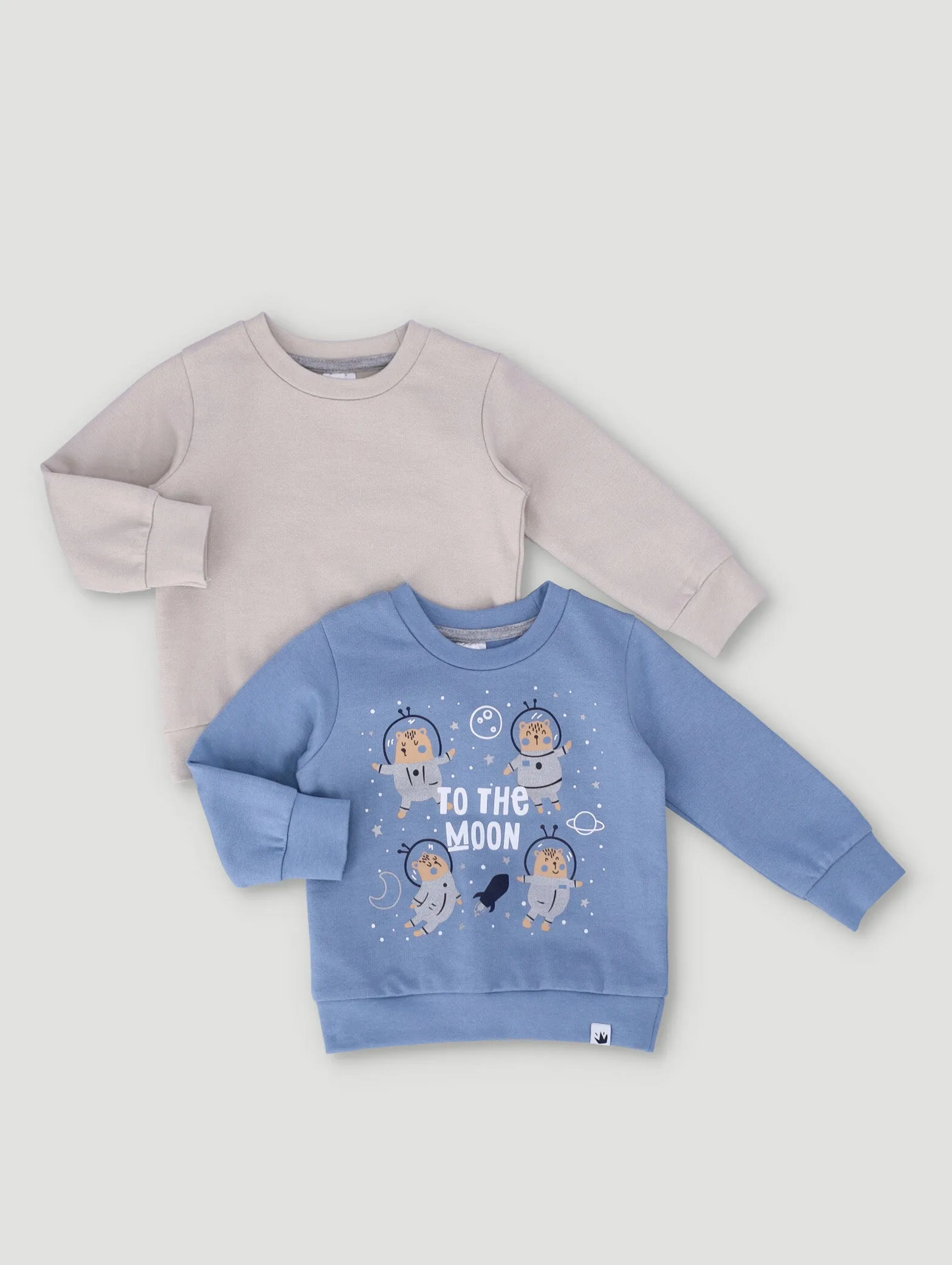 Baby Boys 2 Pack To The Moon Sweat Tops - Light Blue