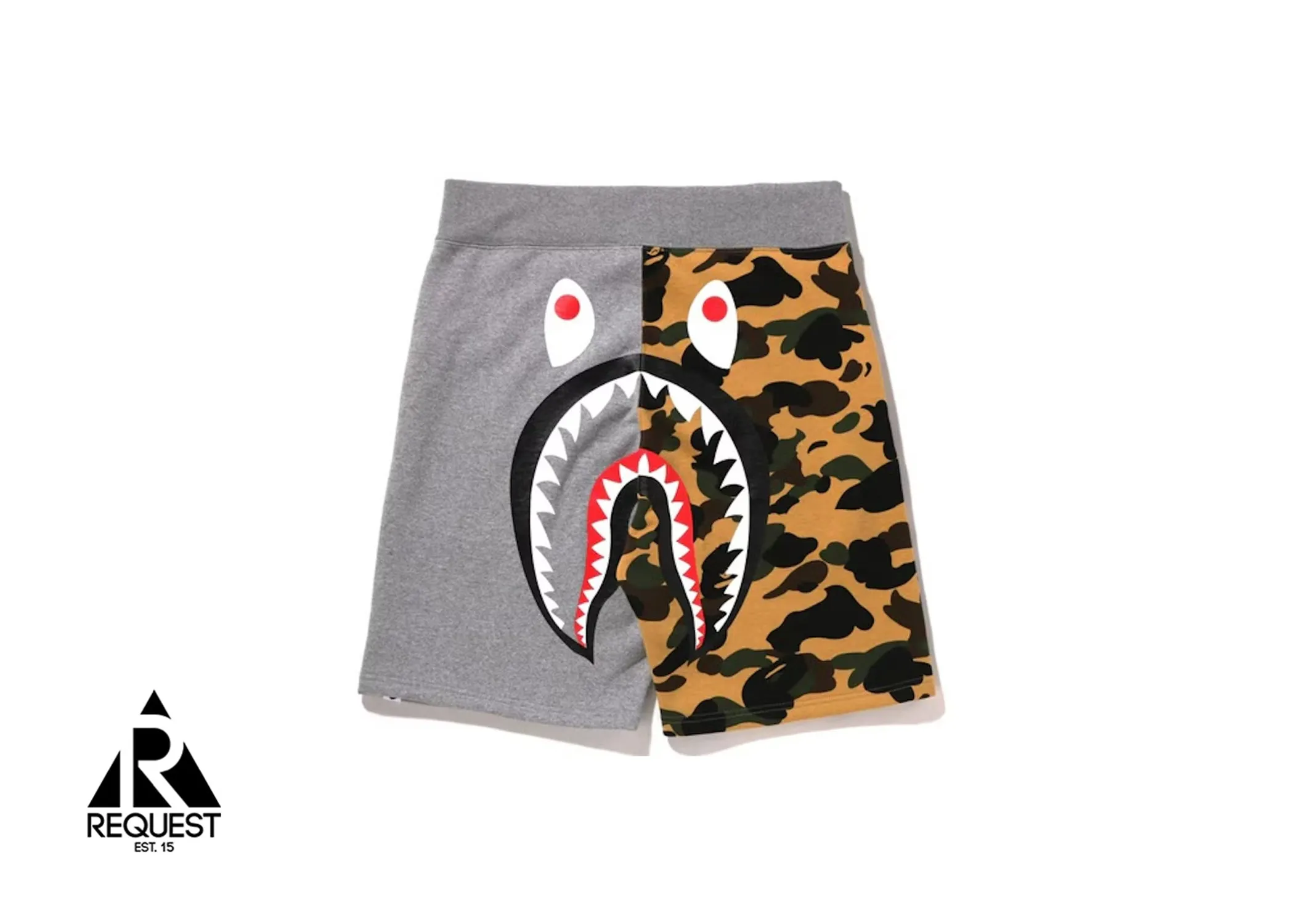 BAPE Back Shark Shorts "Grey/Yellow Camo"