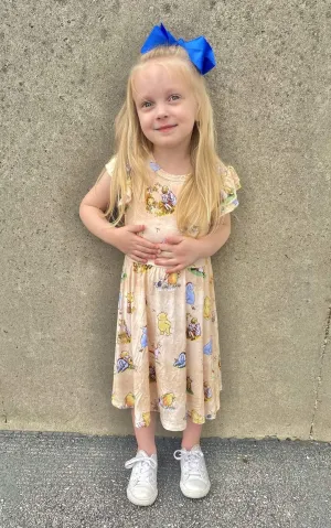 Beary Best Friends (Classic Pooh) Ruffle Sleeve Twirl Dress