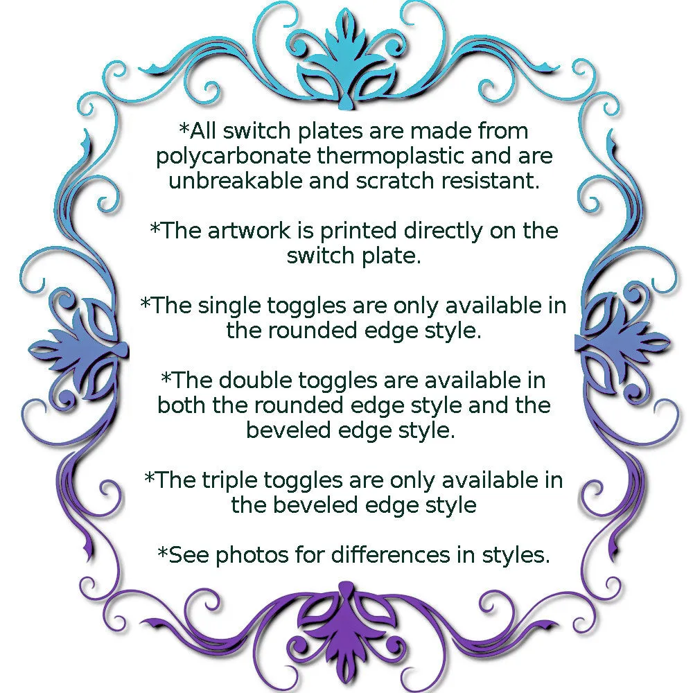 Bevel Edged Victorian Floral Decorative Switch Plate Cover, 2 Sizes, Earth Tones Decor