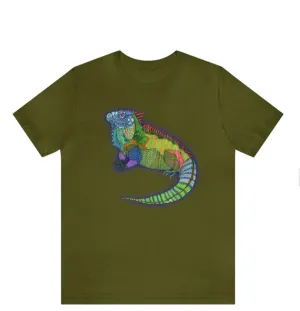 Big Boi Iguana Unisex Jersey Short Sleeve Tee - Designed by Sadie Rothenberg (Olive, Royal Blue, or White)