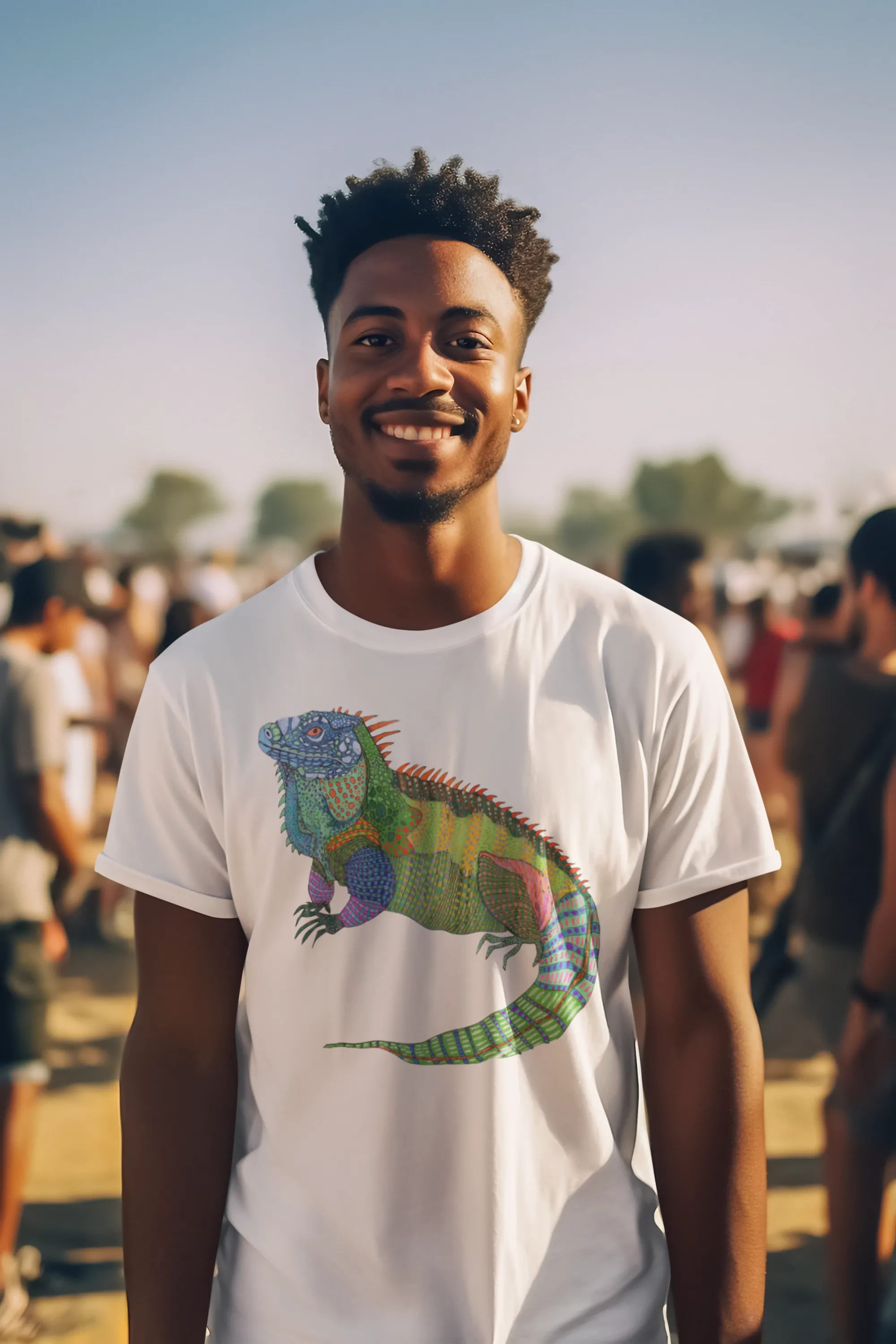 Big Boi Iguana Unisex Jersey Short Sleeve Tee - Designed by Sadie Rothenberg (Olive, Royal Blue, or White)