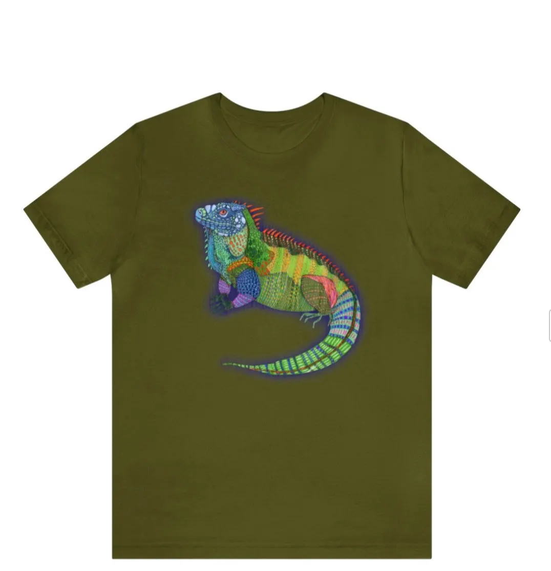 Big Boi Iguana Unisex Jersey Short Sleeve Tee - Designed by Sadie Rothenberg (Olive, Royal Blue, or White)