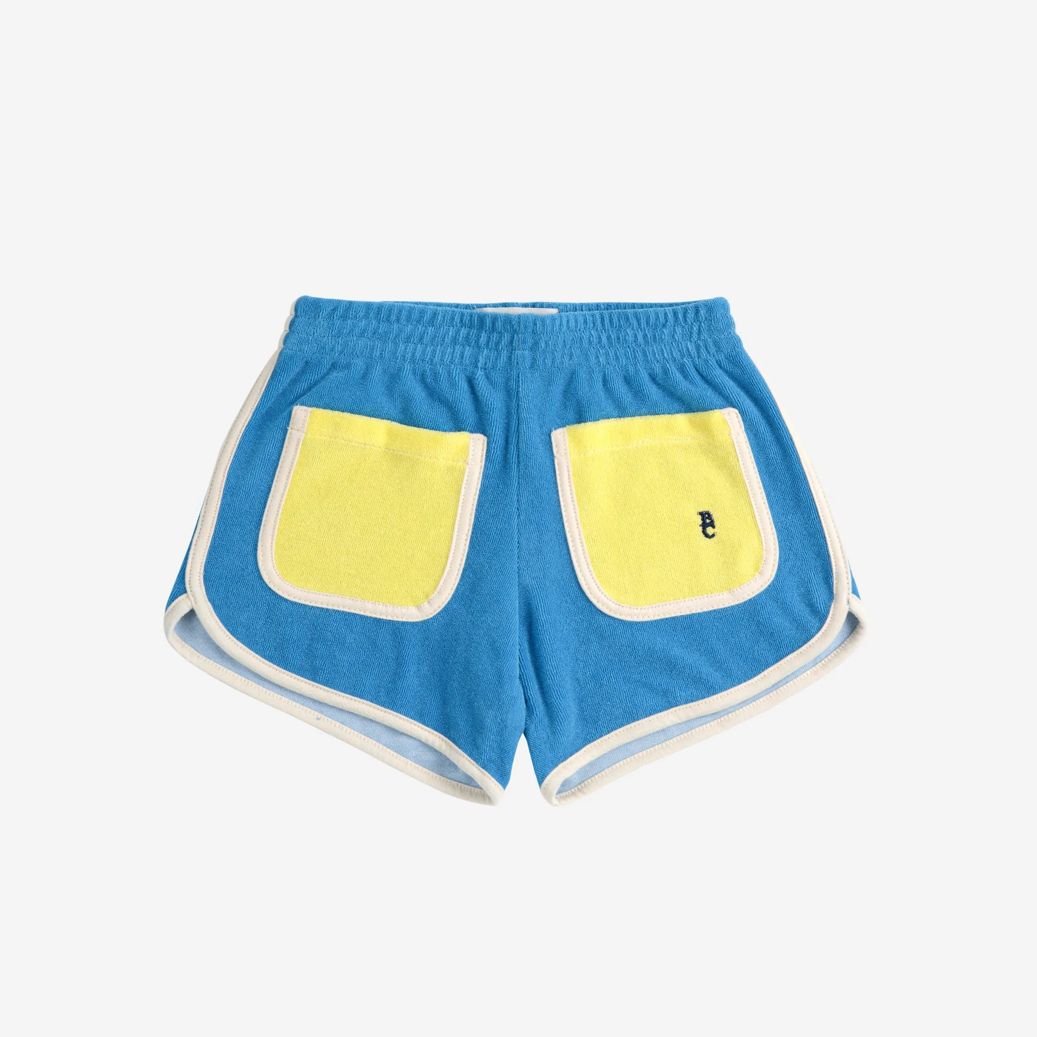 Blue Color Block Terry Cloth Shorts