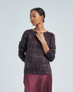 boat neck off gauge pullover with lamination