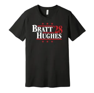 Bratt & Hughes '28 - New Jersey Hockey Political Campaign Parody T-Shirt - Hyper Than Hype Shirts