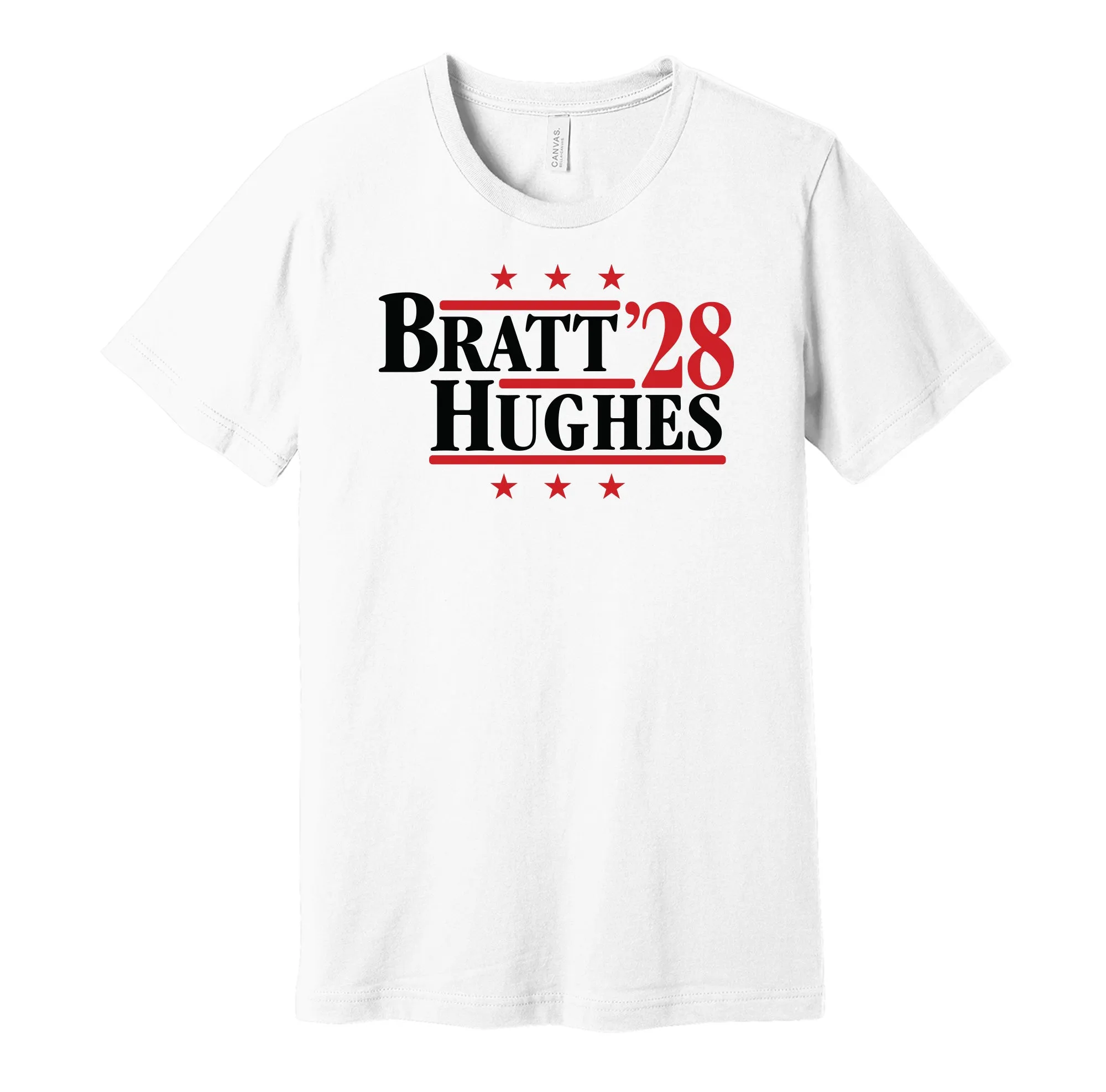 Bratt & Hughes '28 - New Jersey Hockey Political Campaign Parody T-Shirt - Hyper Than Hype Shirts