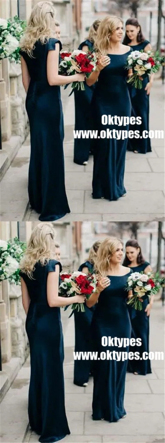 Cap Sleeve Mermaid Dark Teal Cheap Bridesmaid Dresses Online, TYP0895