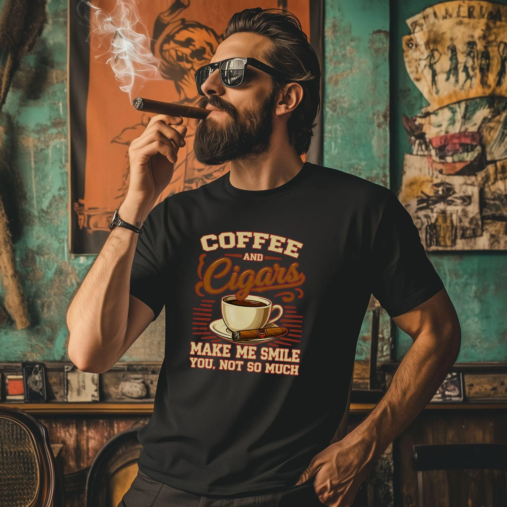 Coffee And Cigars Make Me Smile T-Shirt