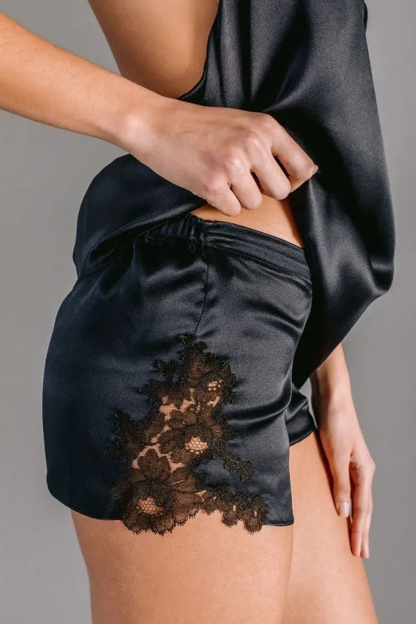 Constance, Satin silk bloomers with Leavers lace