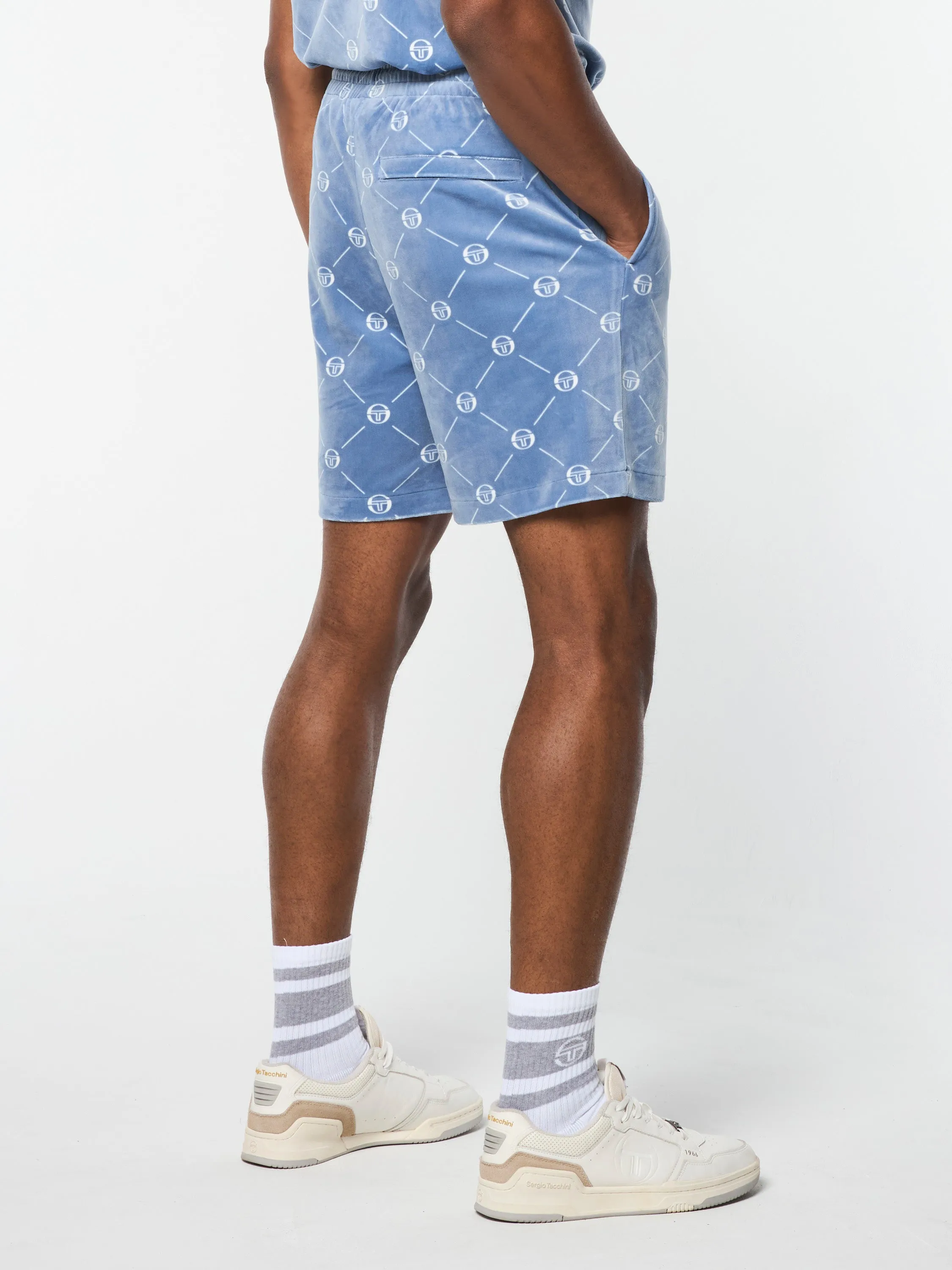 Cosimo Velour Short- Faded Denim