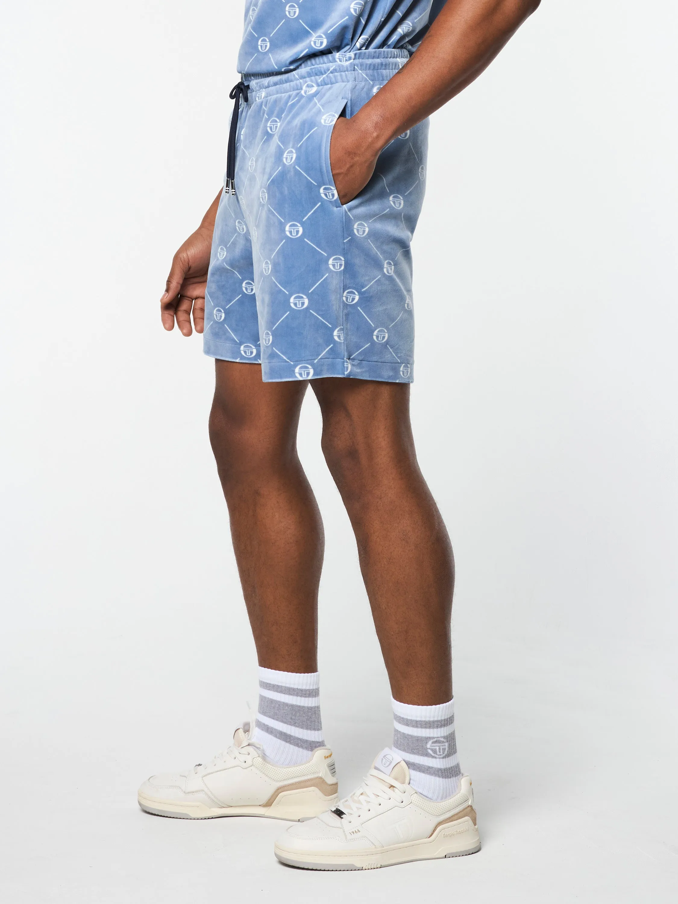 Cosimo Velour Short- Faded Denim