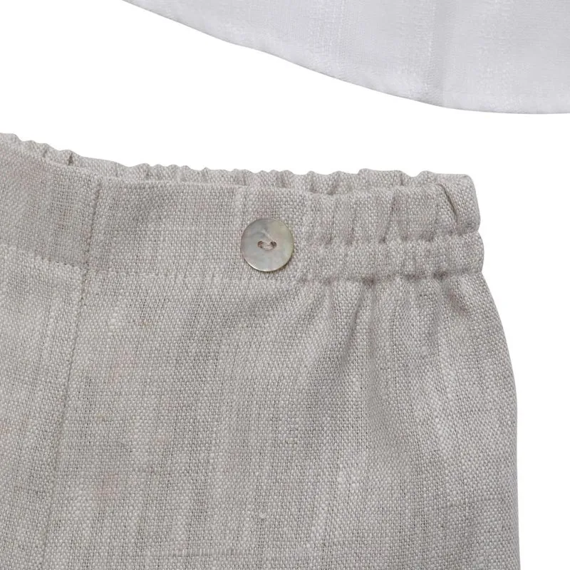 Cream Shirt with Beige Shorts