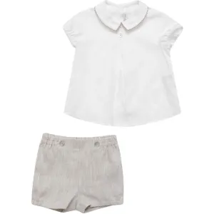 Cream Shirt with Beige Shorts