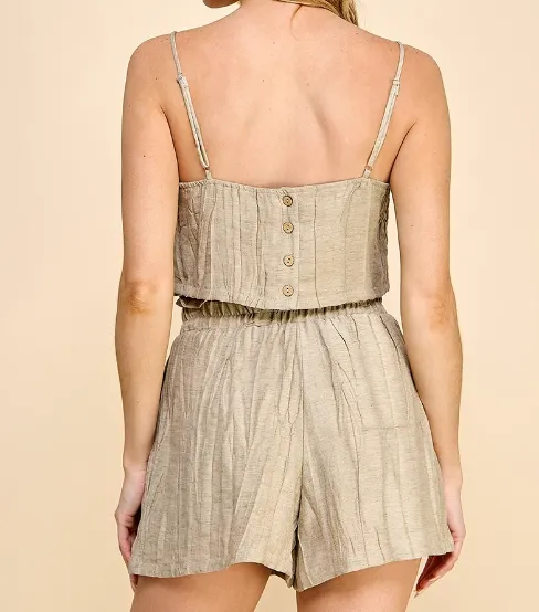 CRINKLE WOMENS KNIT SHORTS IN MUSHROOM