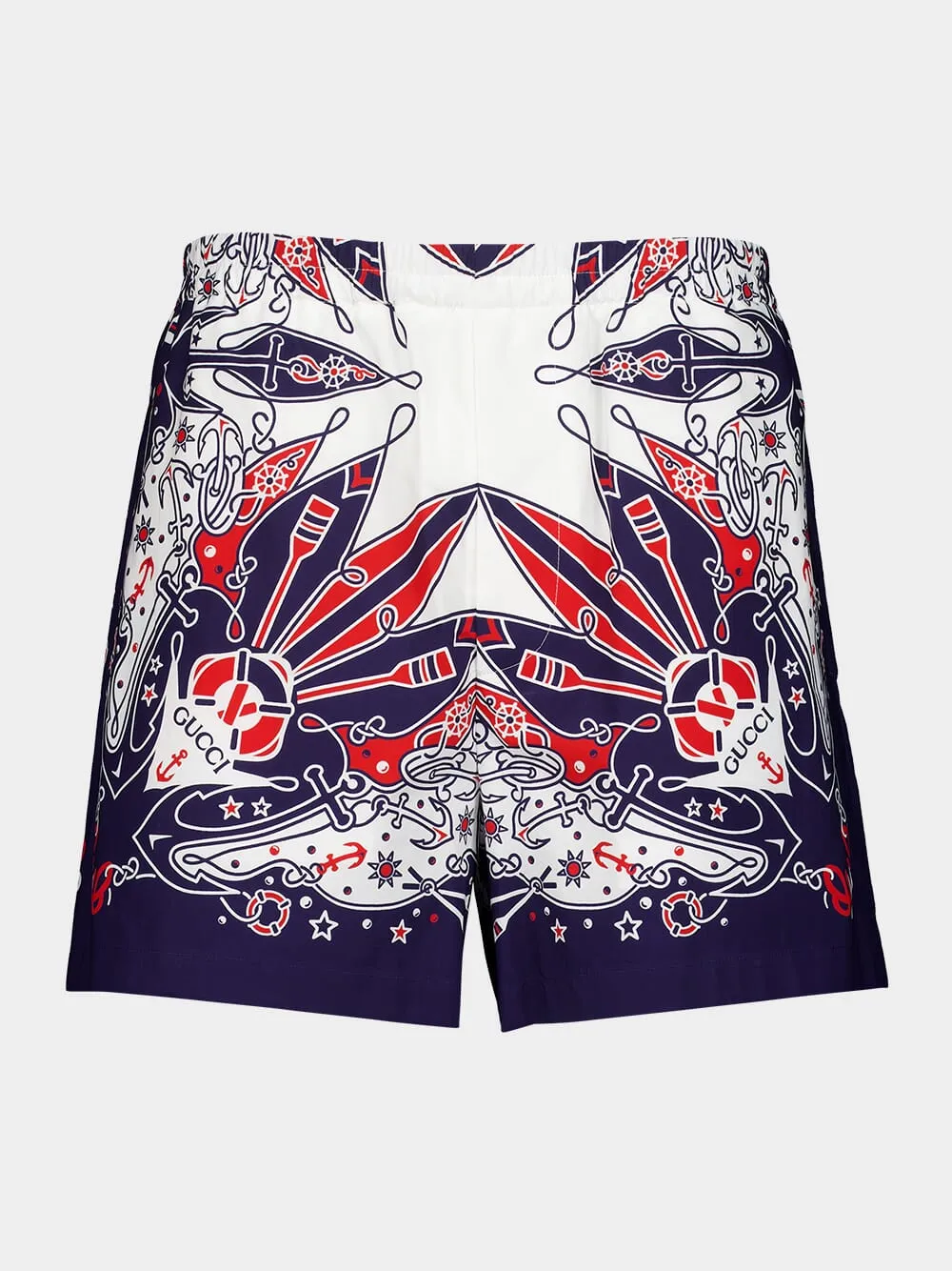 Dark Blue Bandana Print Cotton Shorts