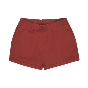 Dark Red Cotton Knit Shorts