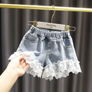 Denim Lace Shorts