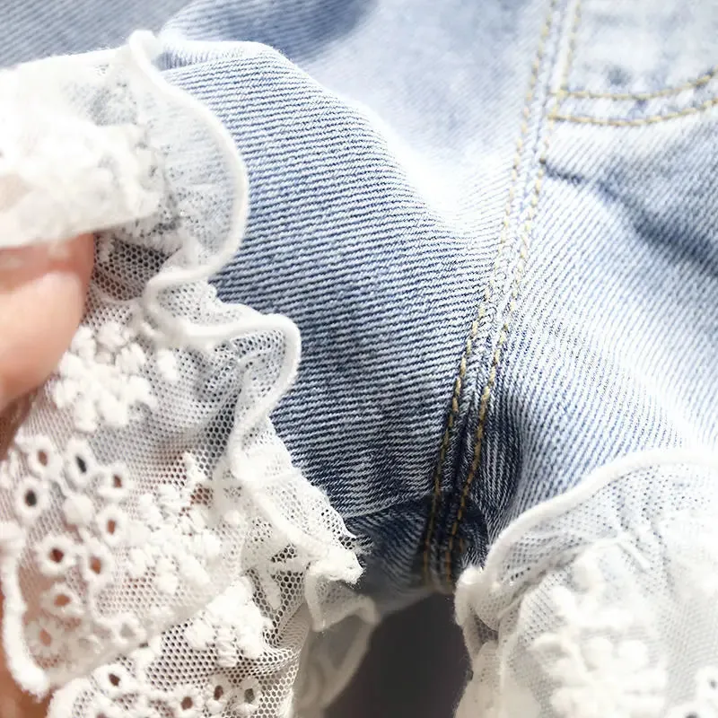 Denim Lace Shorts