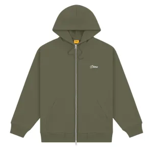 Dime Men Cursive Small Logo Zip-Hoodie Army Green
